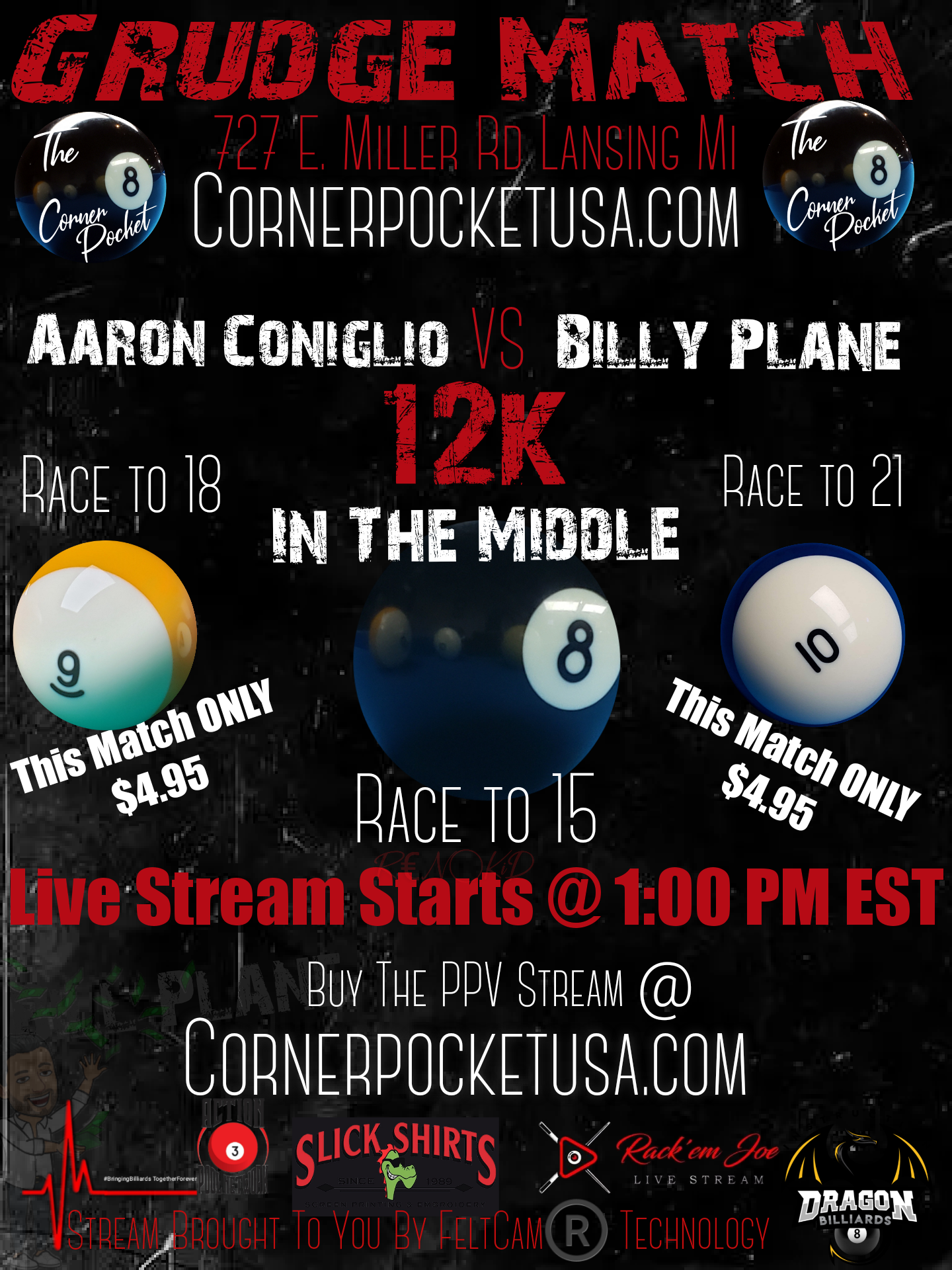 Aaron Conigilo vs Billy Plane $12k in the middle 8, 9, and 10-ball