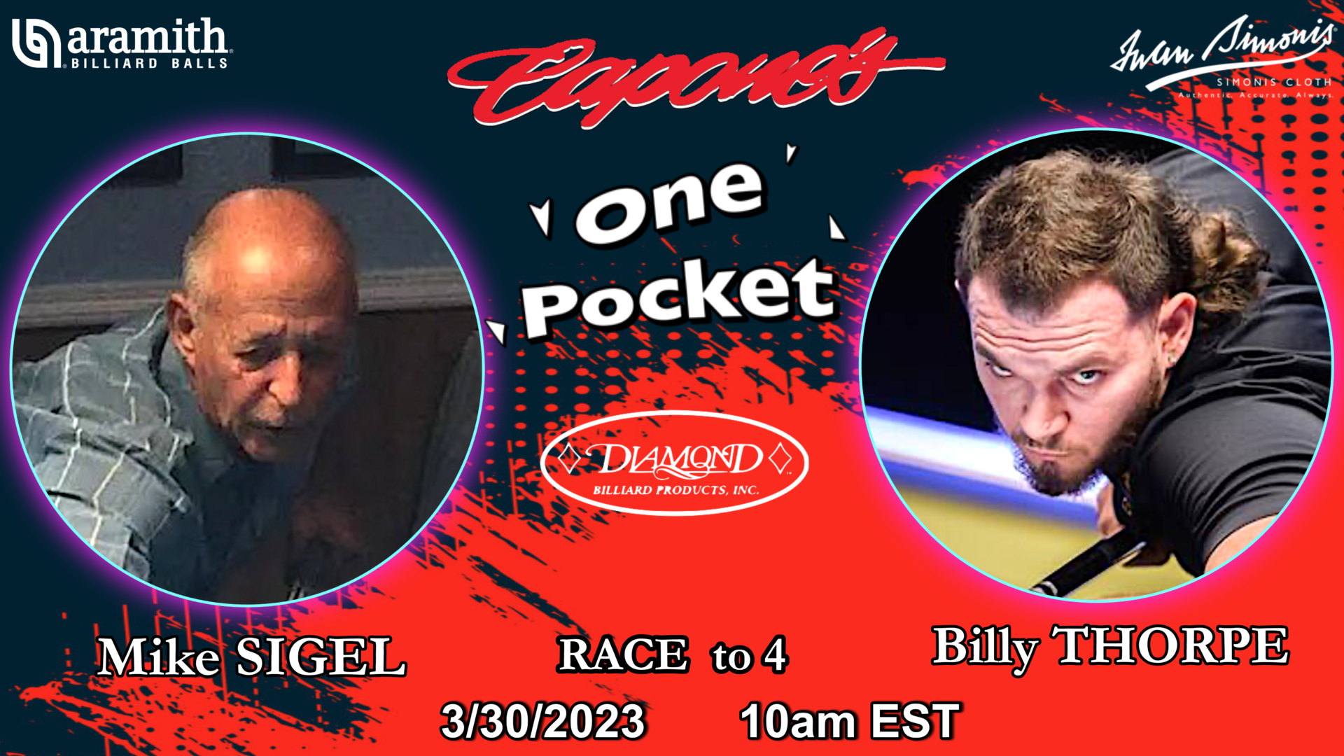 Billy Thorpe vs Mike Sigel OnePocket from Table 3 Match 20 AZBtv